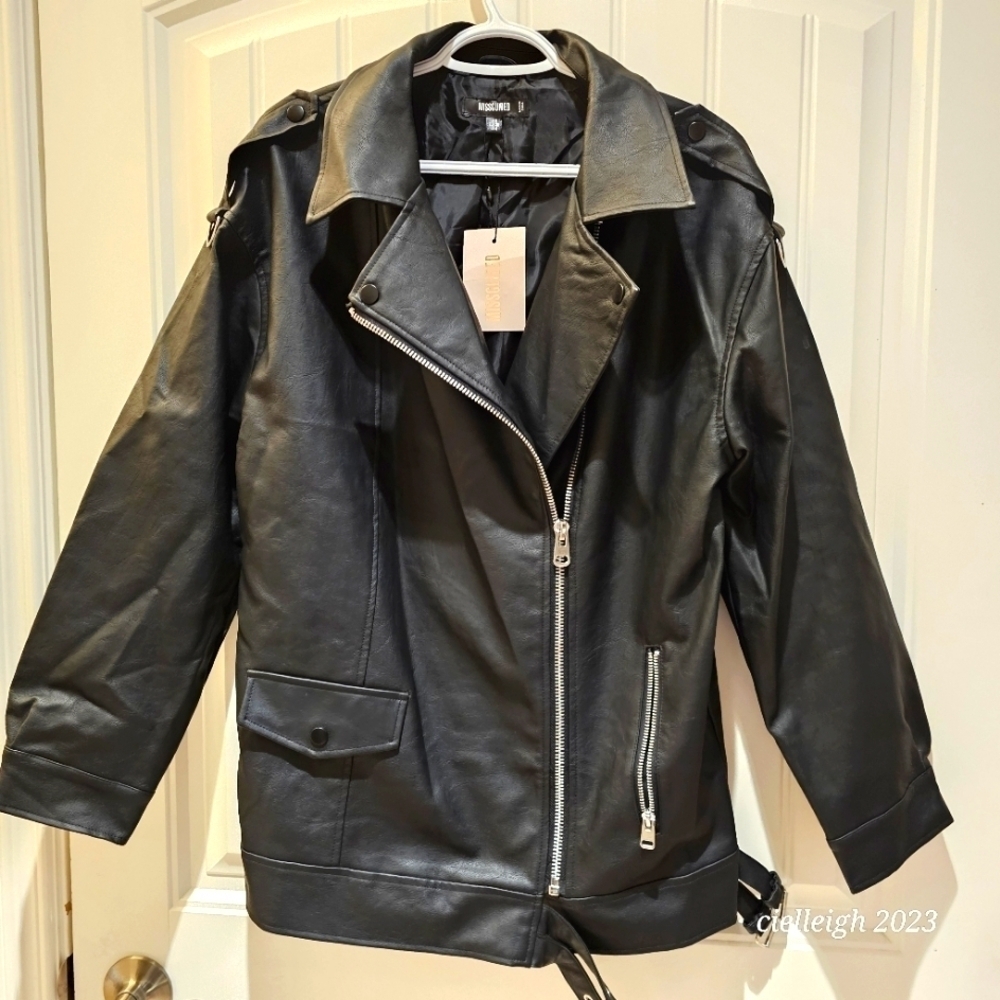 Missguided Oversized Vegan leather Biker Jacket